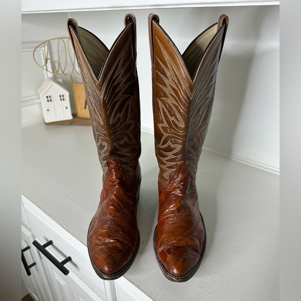 Vintage Dan Post Cowboy Boots – Women’s Size 7.5– Two-Tone Teju Lizard - Picture 2 of 10